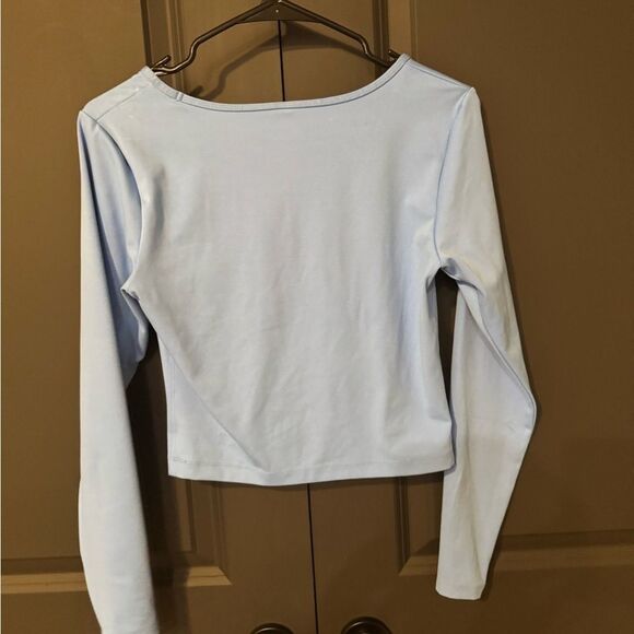 Women's Flex Shirred Cropped Long Sleeve All in Motion Vibrant pink green blue M - Picture 6 of 12